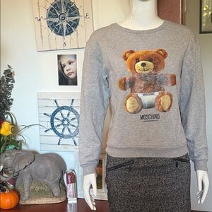 Moschino Gray Teddy Bear Sweater size XS. 100% cotton